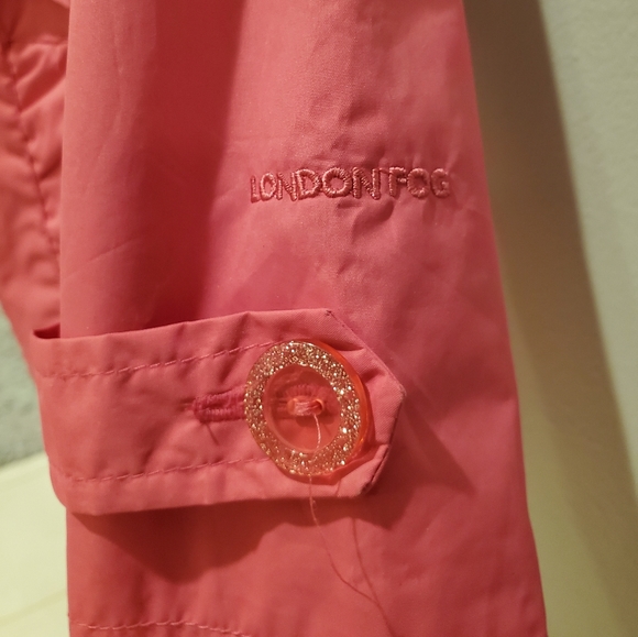 London Fog Pink Raincoat with Sparkling Buttons - Picture 7 of 13